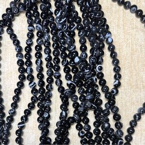 5 15” strands Banded Black Agate gemstone 10mm round beads quality agates